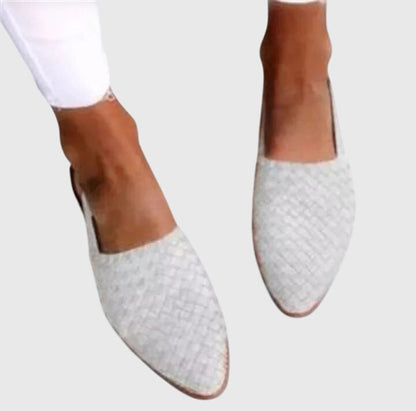 Comfortable Woven Loafer for Women with Pointed Toe Slip On Flat Orthopedic Casual Style