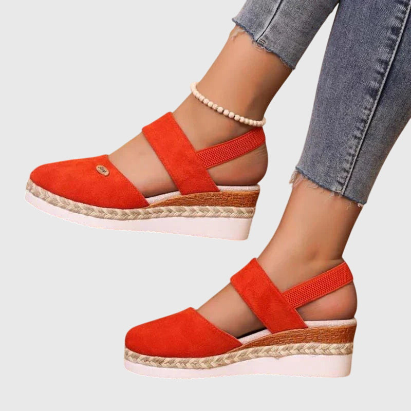 Comfortable Orthopedic Sandals for Women with Espadrille Wedge Elastic Strap Closed Toe Casual Summer Style