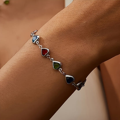 Elegant Bracelet for Women with Multicolor Heart Design