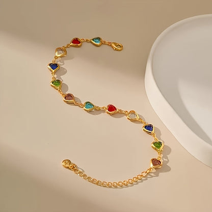 Elegant Bracelet for Women with Multicolor Heart Design