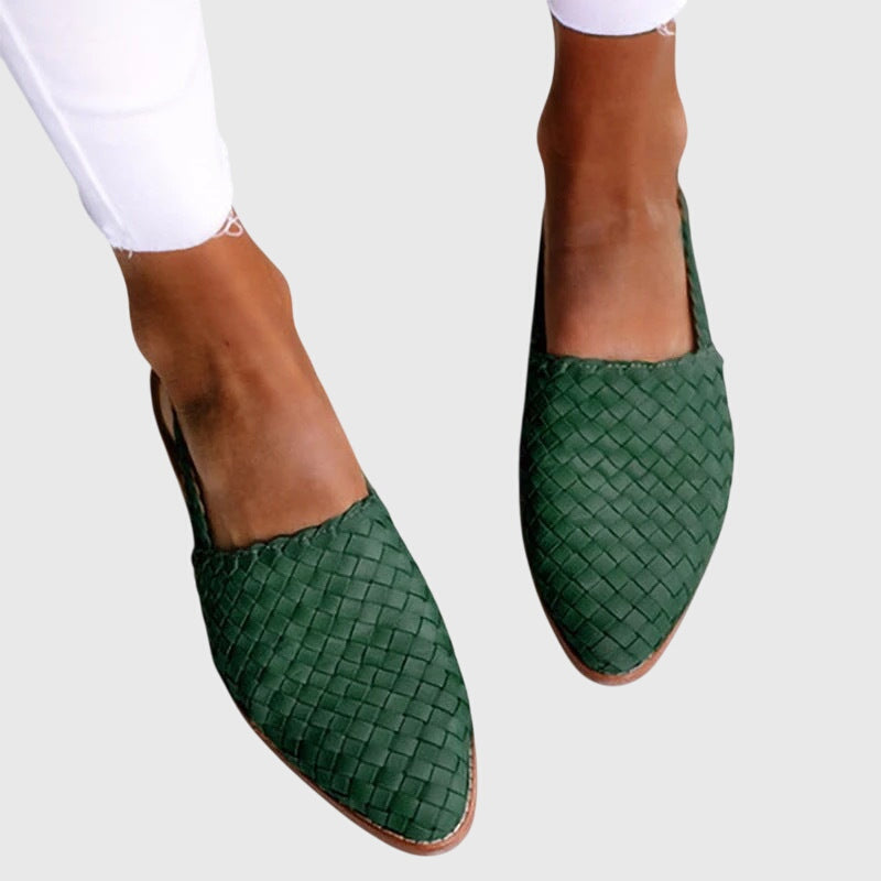 Comfortable Woven Loafer for Women with Pointed Toe Slip On Flat Orthopedic Casual Style