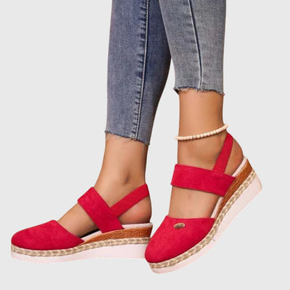 Comfortable Orthopedic Sandals for Women with Espadrille Wedge Elastic Strap Closed Toe Casual Summer Style