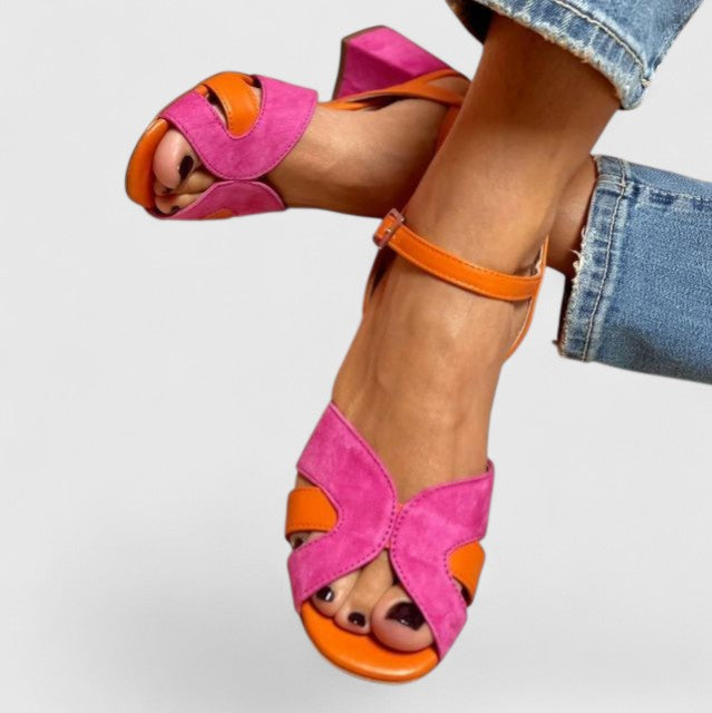Comfortable Pink Heels for Women with Orthopedic Ankle Strap Style