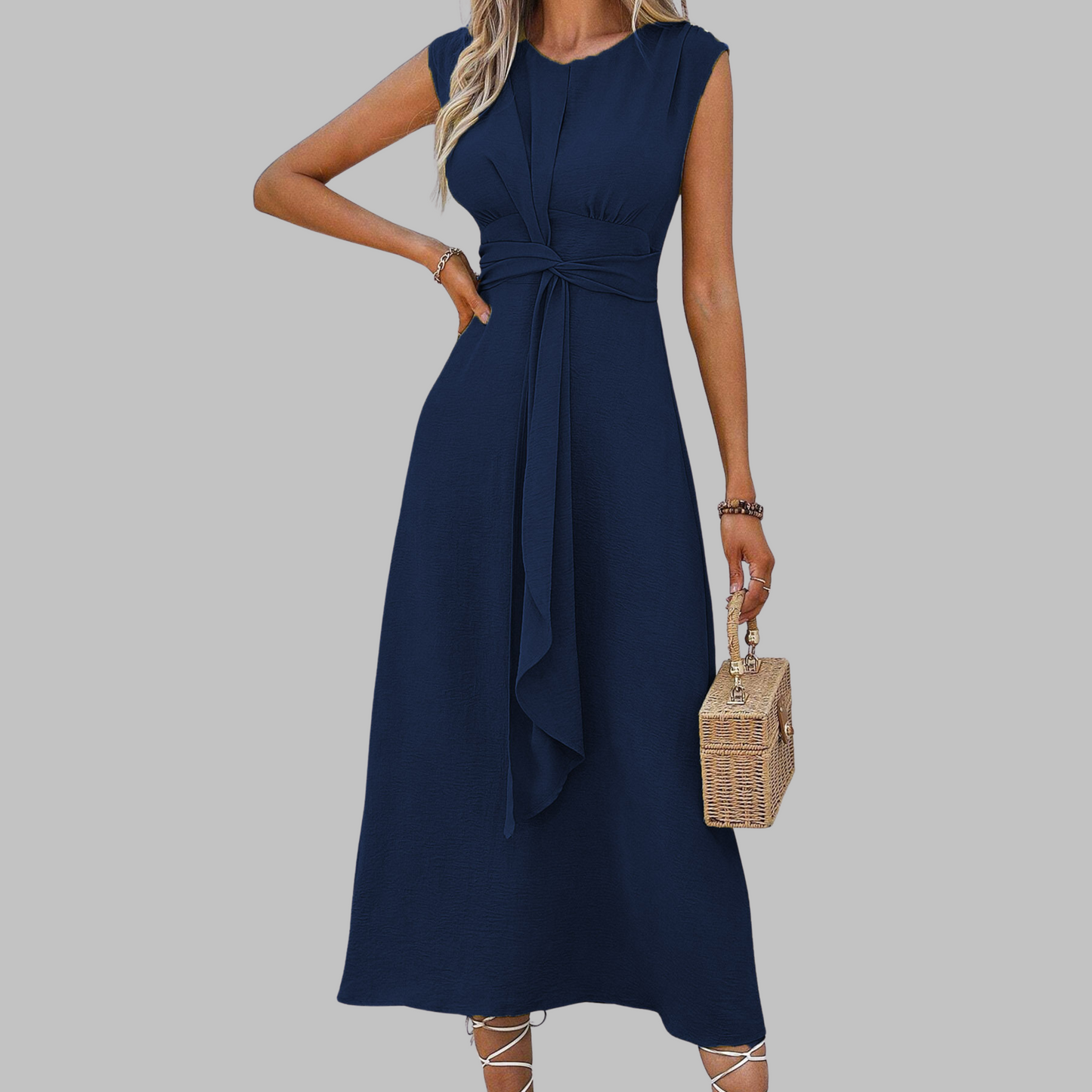 Elegant Maxi Dress for Women with Round Neck Sleeveless