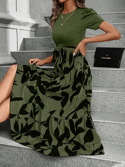 Stylish Printed Maxi Dress for Women with Tiered Casual Style
