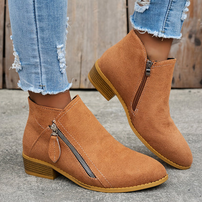 Comfortable Orthopedic Shoes for Women with Zipper Block Heel Slip On Style