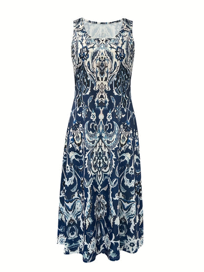 Effortless Floral Maxi Dress for Women with Sleeveless Casual Style