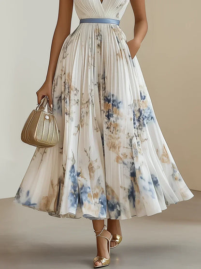 Elegant Wrap Mini Dress for Women with V Neck Sleeveless