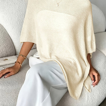 Effortless Poncho Shirts for Women with Asymmetric Hem Oversized Knit Style