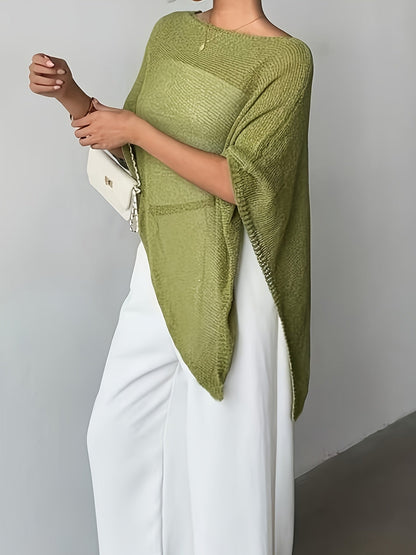 Effortless Poncho Shirts for Women with Asymmetric Hem Oversized Knit Style