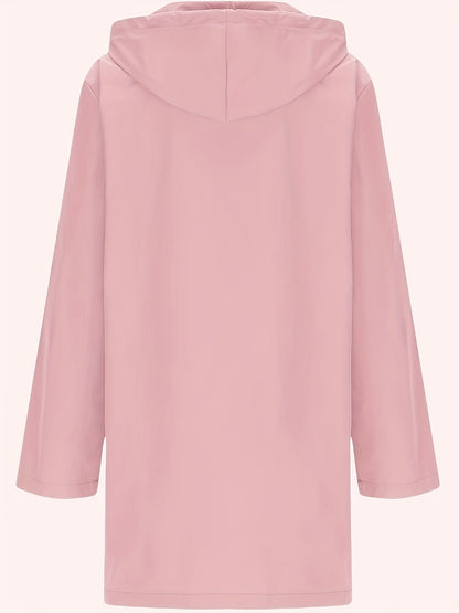 Effortless Hooded Jacket for Women with Button Front Longline Patch Pocket Style