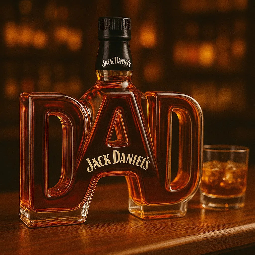 Stylish Whisky Decanter Bottle Gift Set with Dad Design