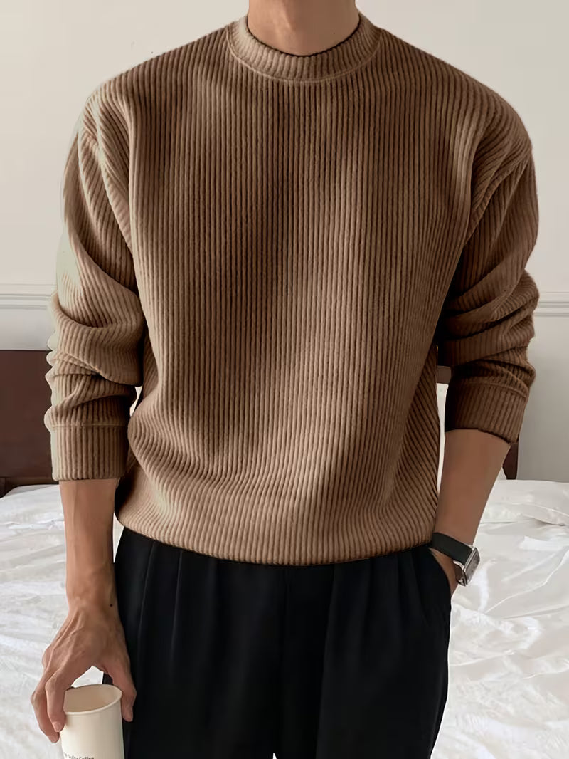 Classic Ribbed Shirt for Men with Long Sleeve