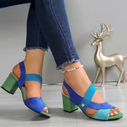 Comfortable Heels for Women with Orthopedic Block Heel Open Toe Style