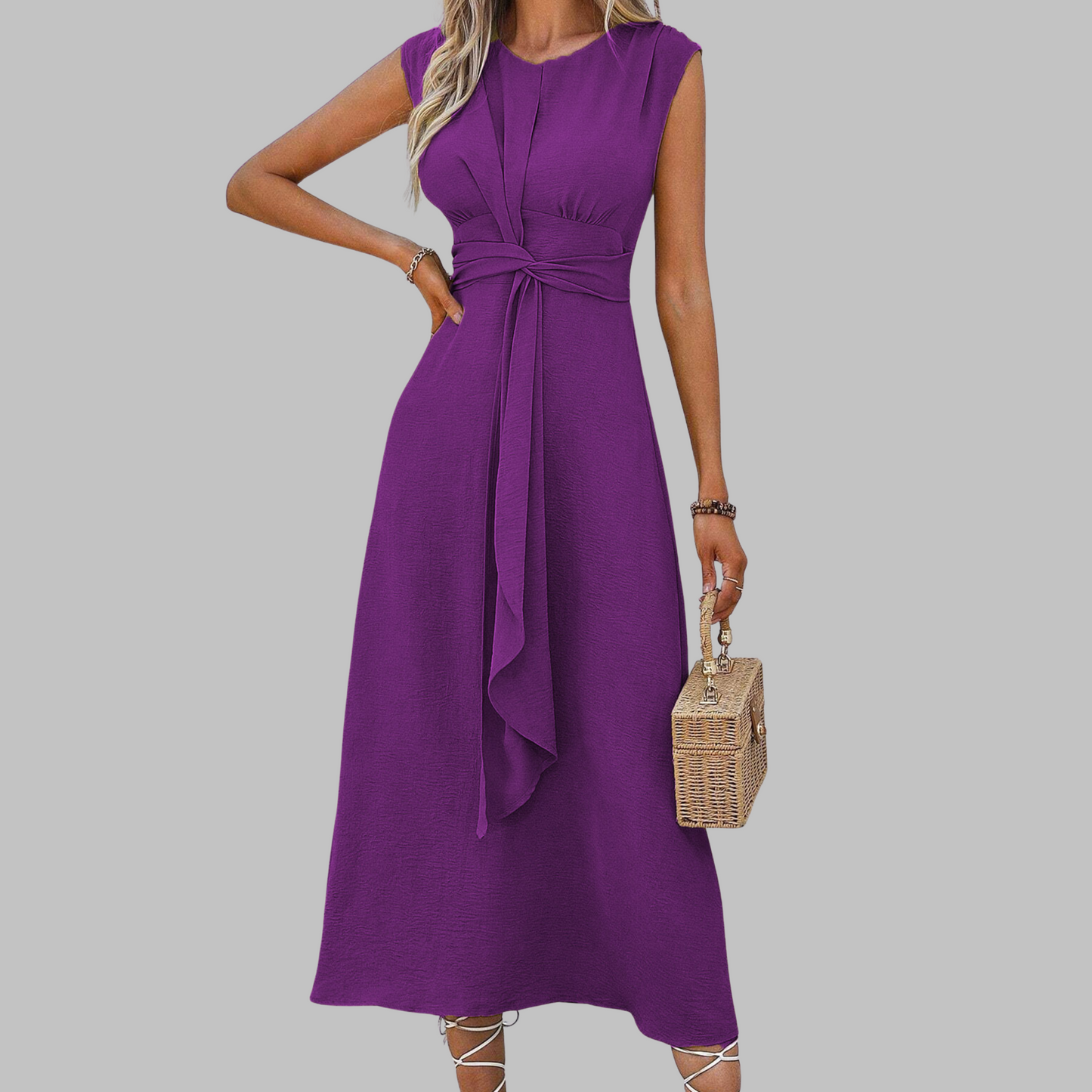 Elegant Maxi Dress for Women with Round Neck Sleeveless