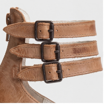 Comfortable Light Brown Heels for Women with Ankle Strap Style