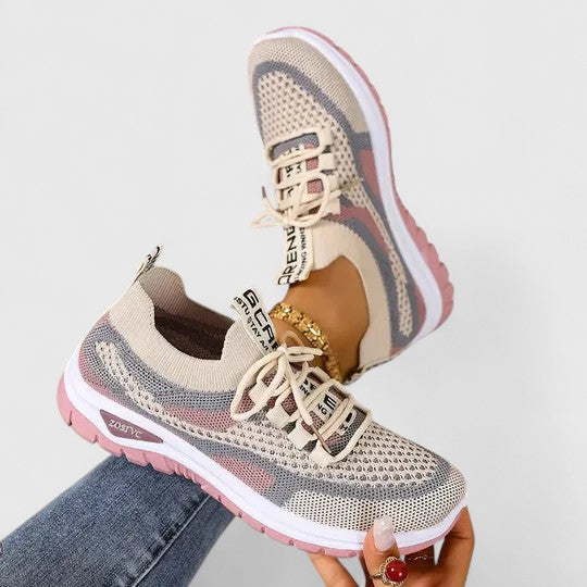 Comfortable Orthopedic Sneakers for Women with Mesh Upper Lace Up Platform Sole Walking Casual Style