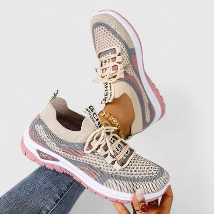 Comfortable Orthopedic Sneakers for Women with Mesh Upper Lace Up Platform Sole Walking Casual Style