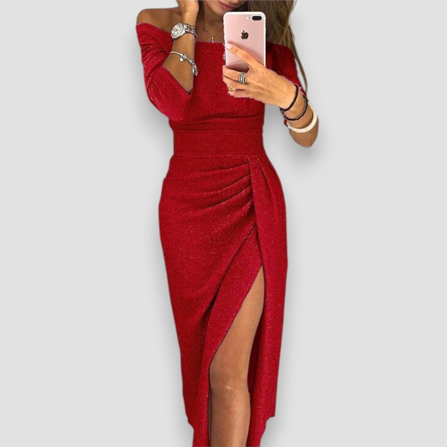 Elegant Evening Dress for Women with Off Shoulder Formal Wedding Guest Style