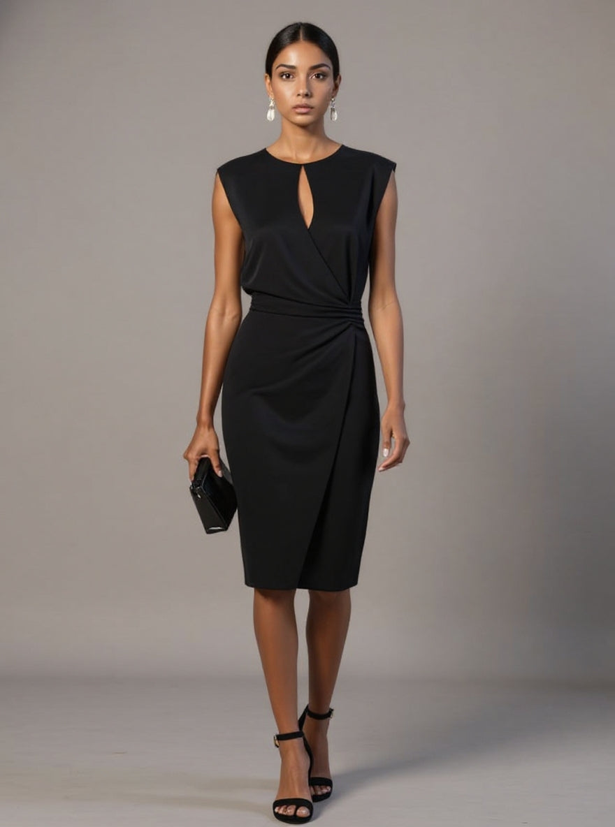 Stylish Mini Dress for Women with Round Neck Cap Sleeve