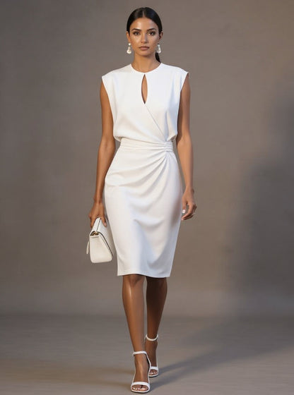 Stylish Mini Dress for Women with Round Neck Cap Sleeve