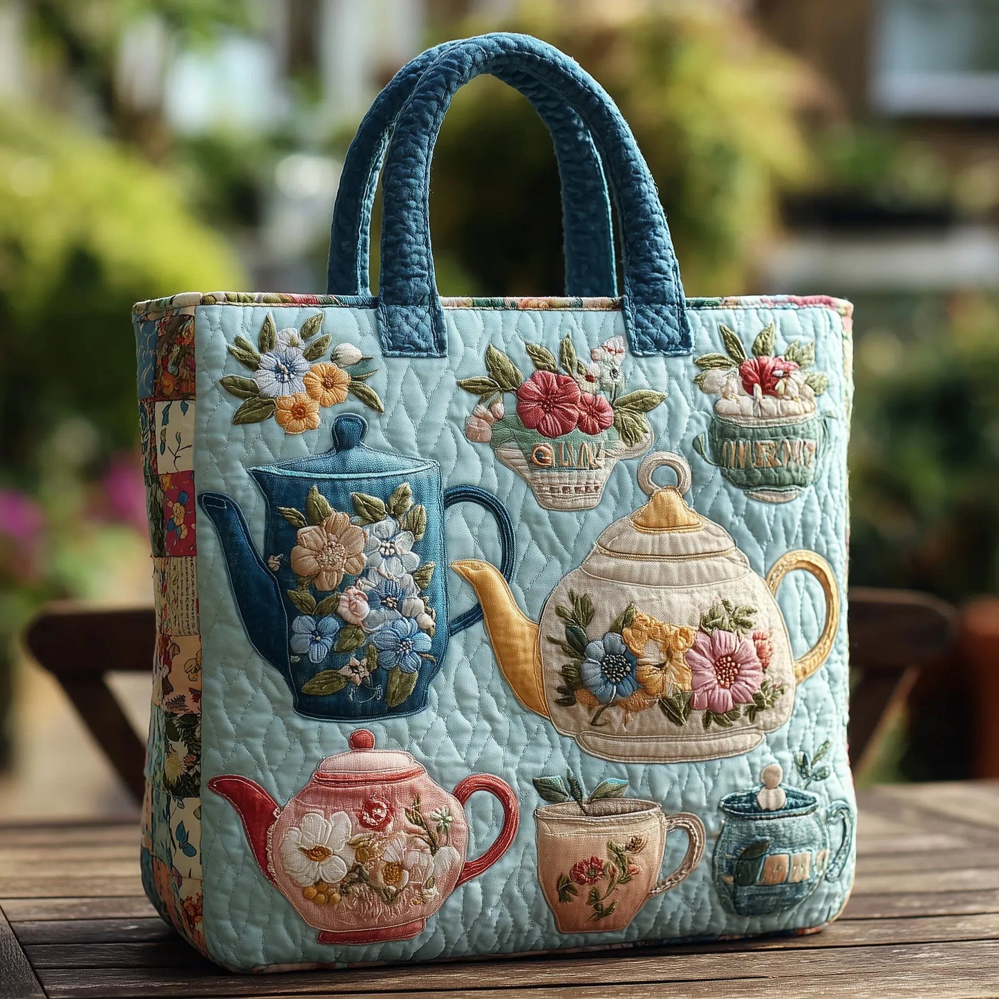 Stylish Blue Tote Bag for Women with Cup Design