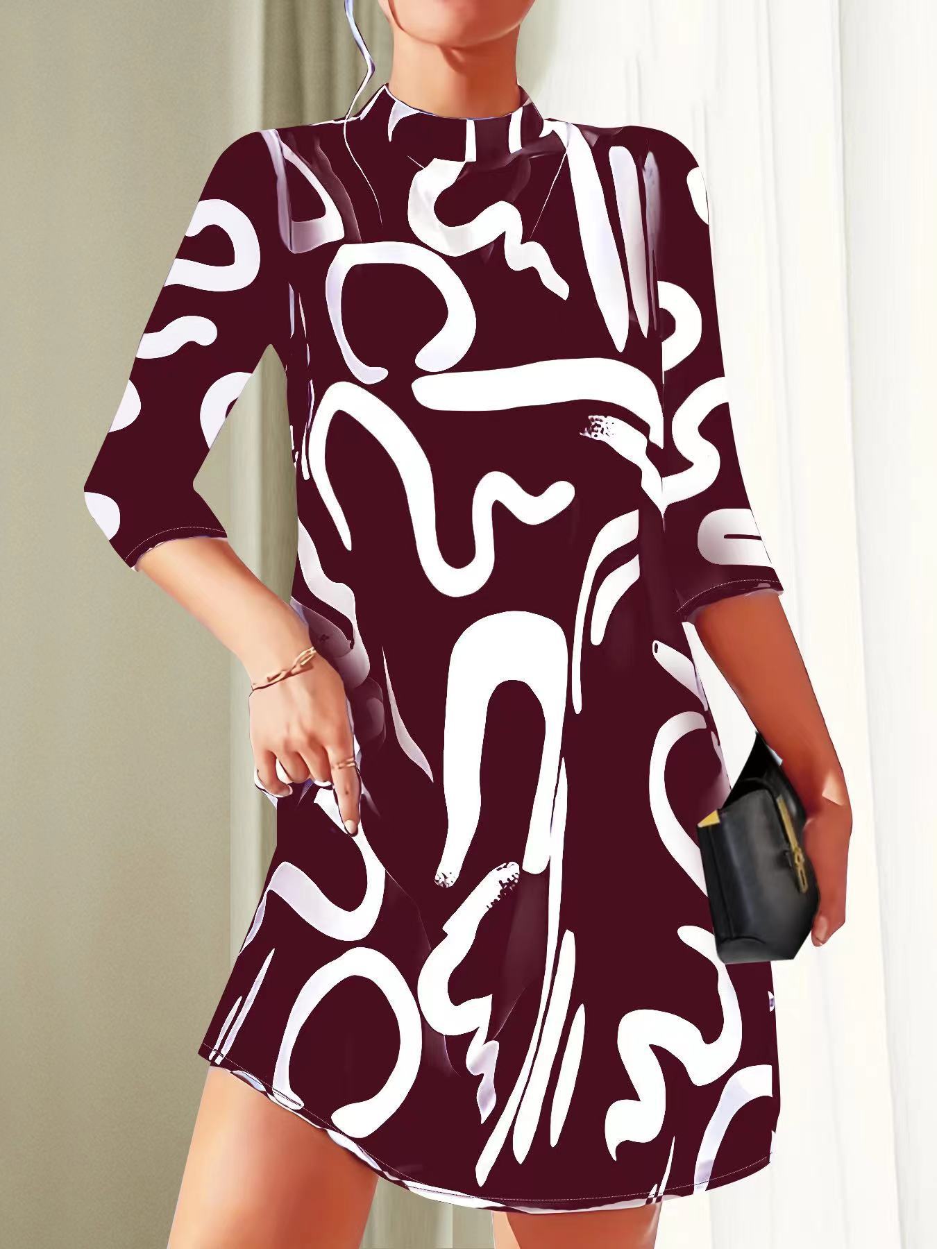 Elegant Dress for Women with Round Neck Elbow Sleeve