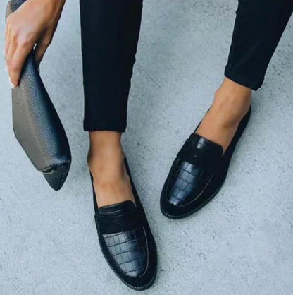 Comfortable Black Loafers for Women with Orthopedic Slip On Cushioned Style