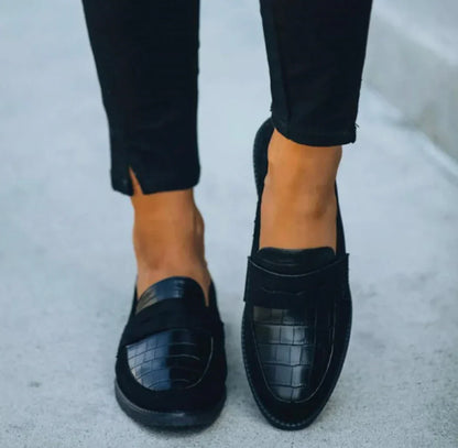 Comfortable Black Loafers for Women with Orthopedic Slip On Cushioned Style