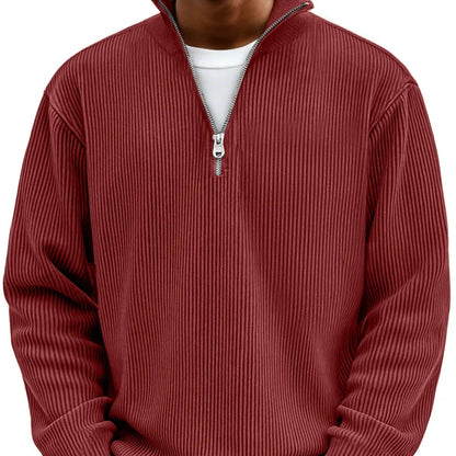 Effortless Knit Sweater for Men with High Neck Zipper