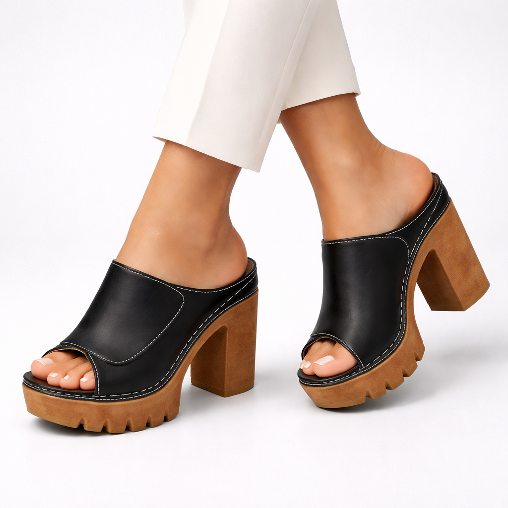 Comfortable Heels for Women with Platform Slip On Style