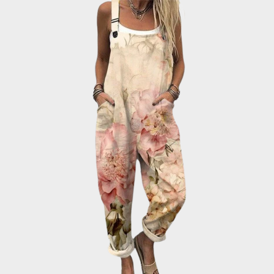Stylish Beige Floral Jumpsuit for Women