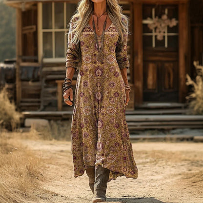 Effortless Mini Dress for Women with V Neck Long Sleeve Vintage