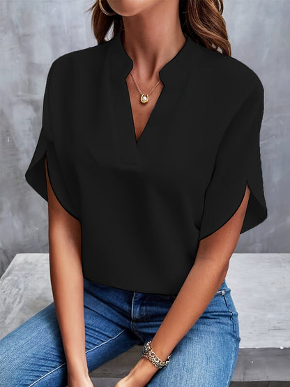 Elegant Blouse for Women with V Neck Draped