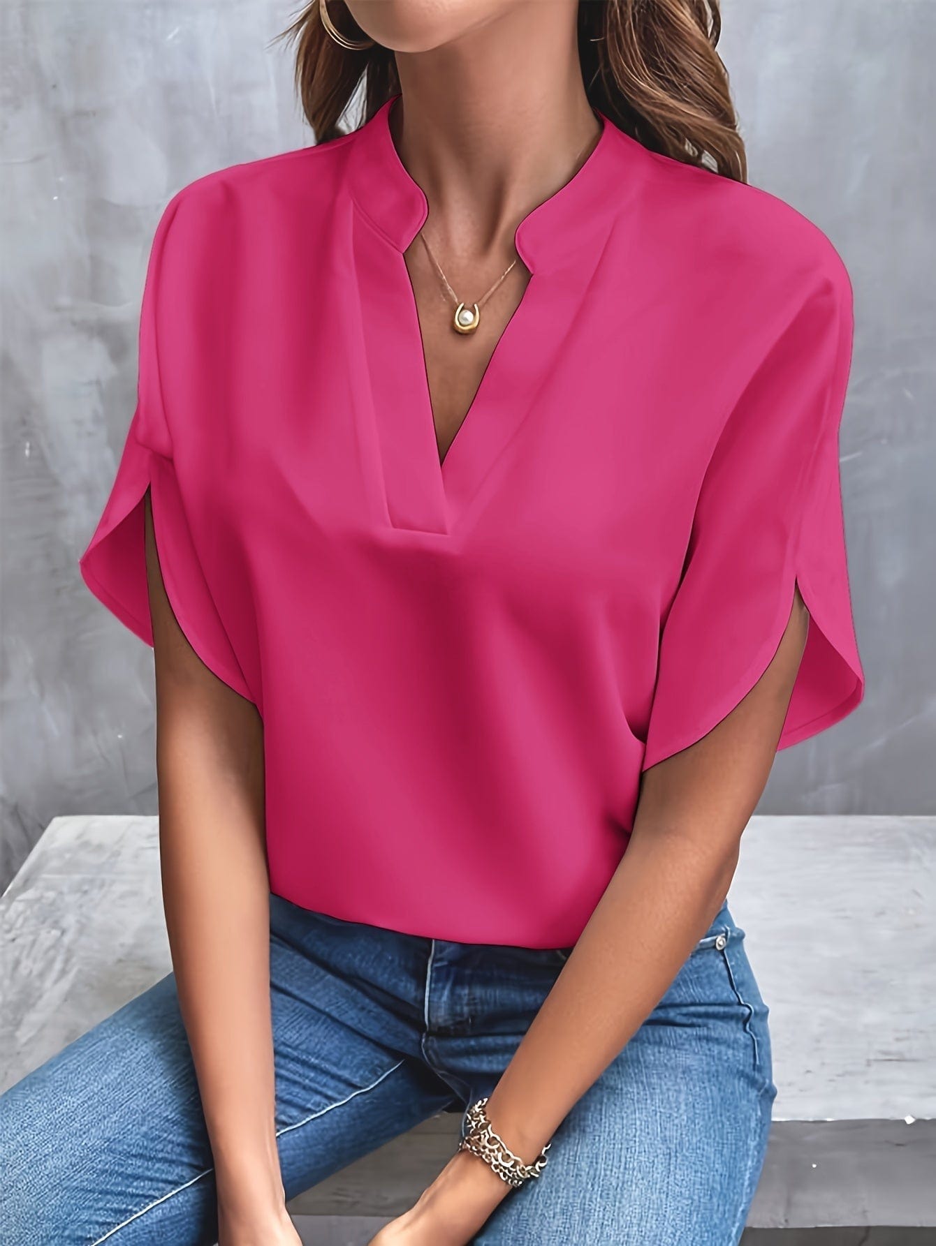 Elegant Blouse for Women with V Neck Draped