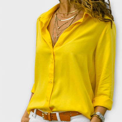 Elegant Button Down Blouse for Women with Collar Long Sleeve Relaxed Work Casual Style
