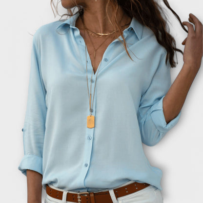 Elegant Button Down Blouse for Women with Collar Long Sleeve Relaxed Work Casual Style
