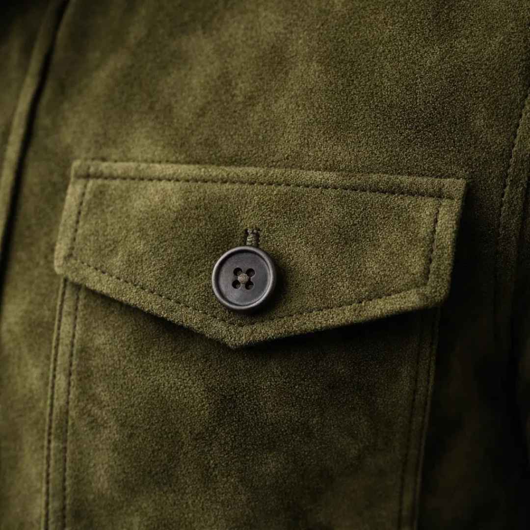Comfortable Suede Jacket for Men with Pocket Casual Style