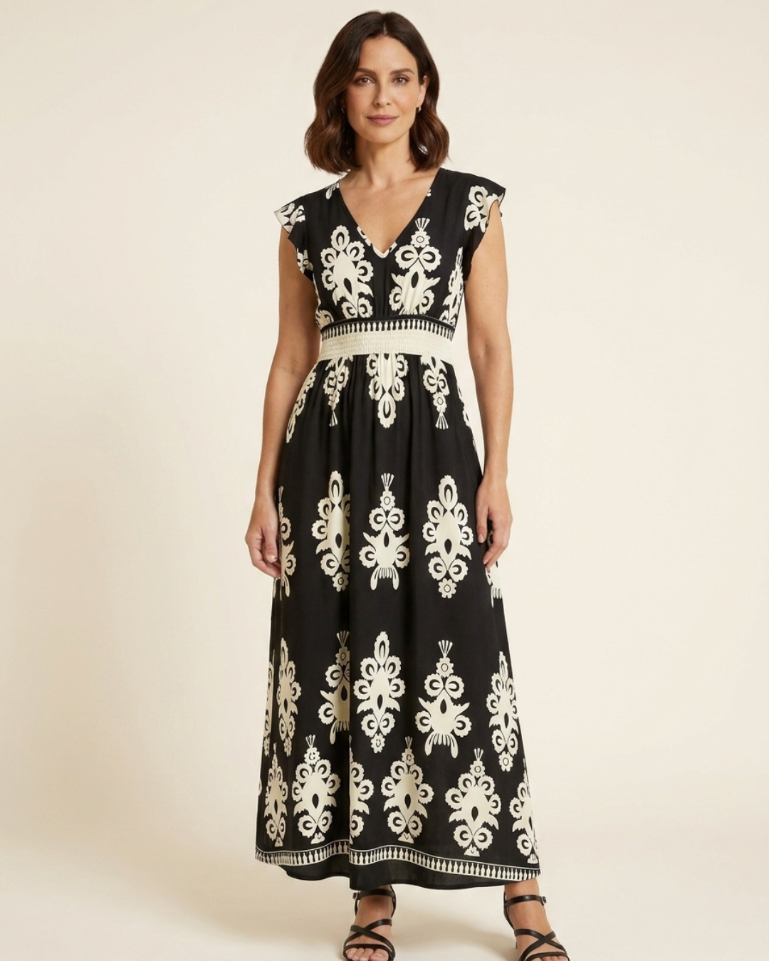 Elegant Maxi Dress for Women with V Neck