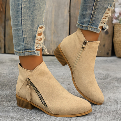 Comfortable Orthopedic Shoes for Women with Zipper Block Heel Slip On Style