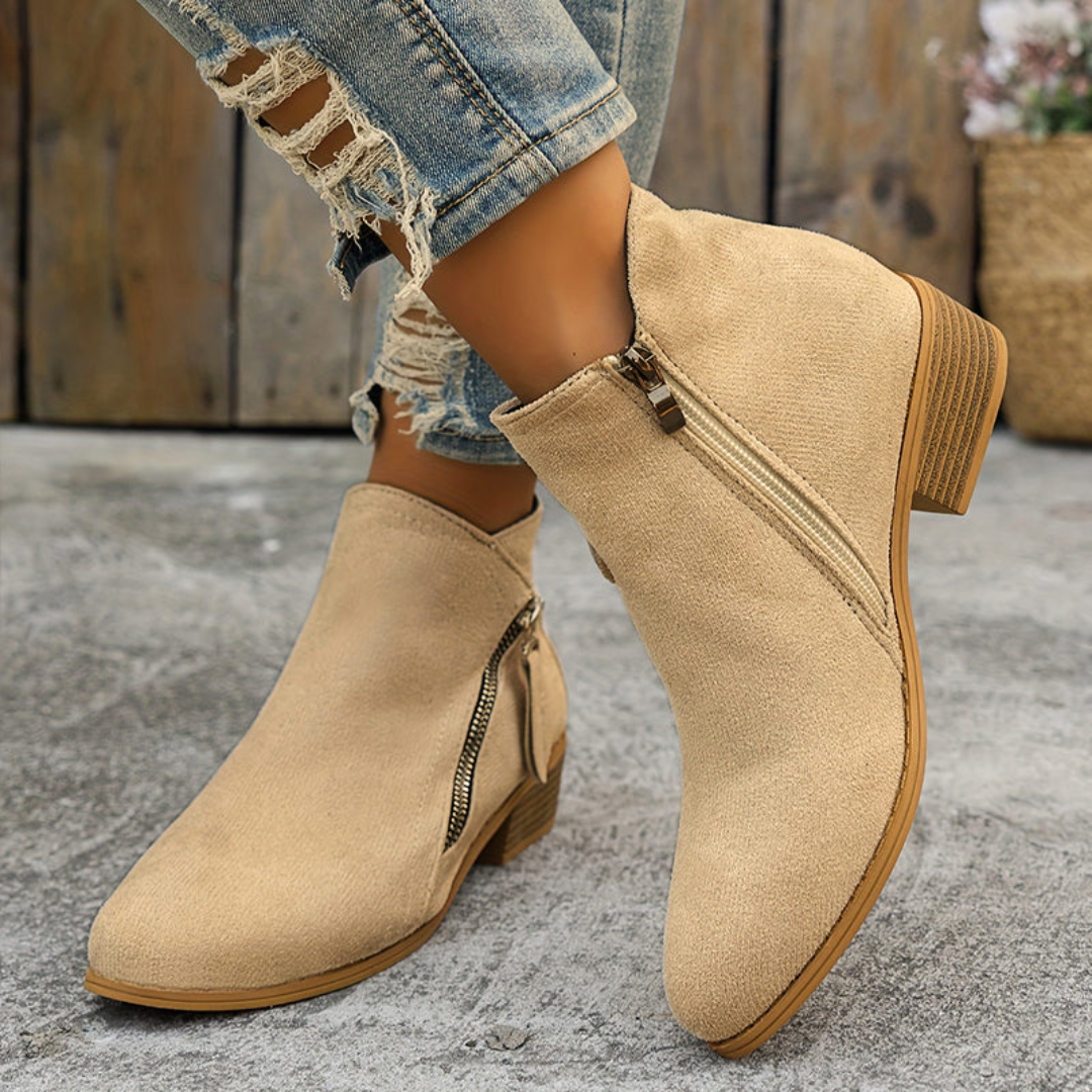 Comfortable Orthopedic Shoes for Women with Zipper Block Heel Slip On Style