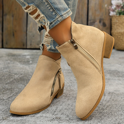 Comfortable Orthopedic Shoes for Women with Zipper Block Heel Slip On Style