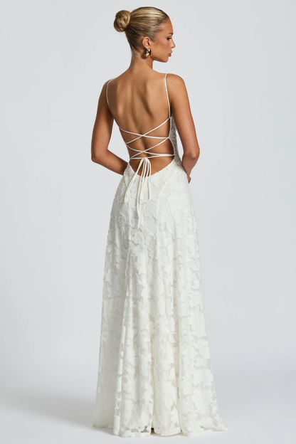 Elegant Formal Wedding Guest Dress for Women with Square Neck Spaghetti Strap Floral Brocade Maxi Style