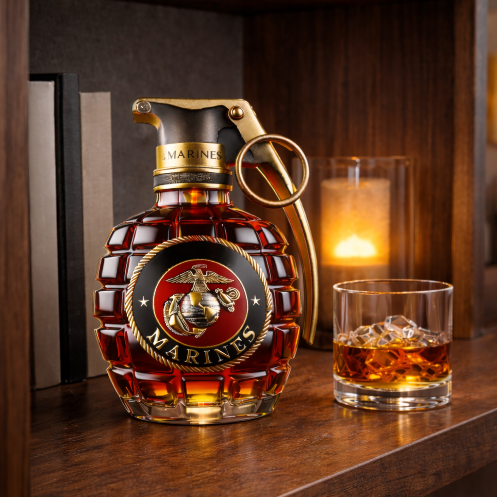 Stylish Whisky Decanter Bottle Gift Set with Pomegranate Design