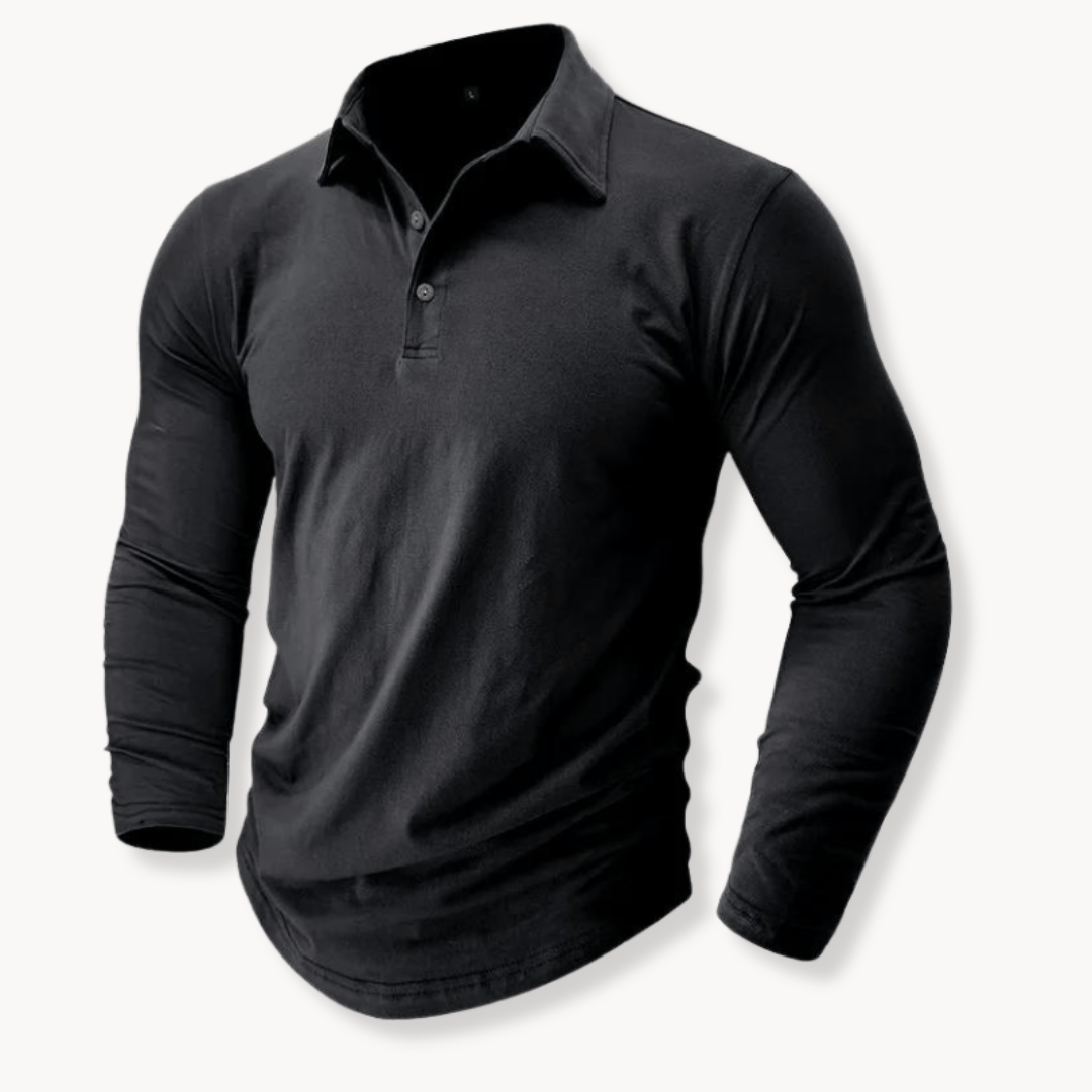 Effortless Polo Shirt for Men with Collared Long Sleeve