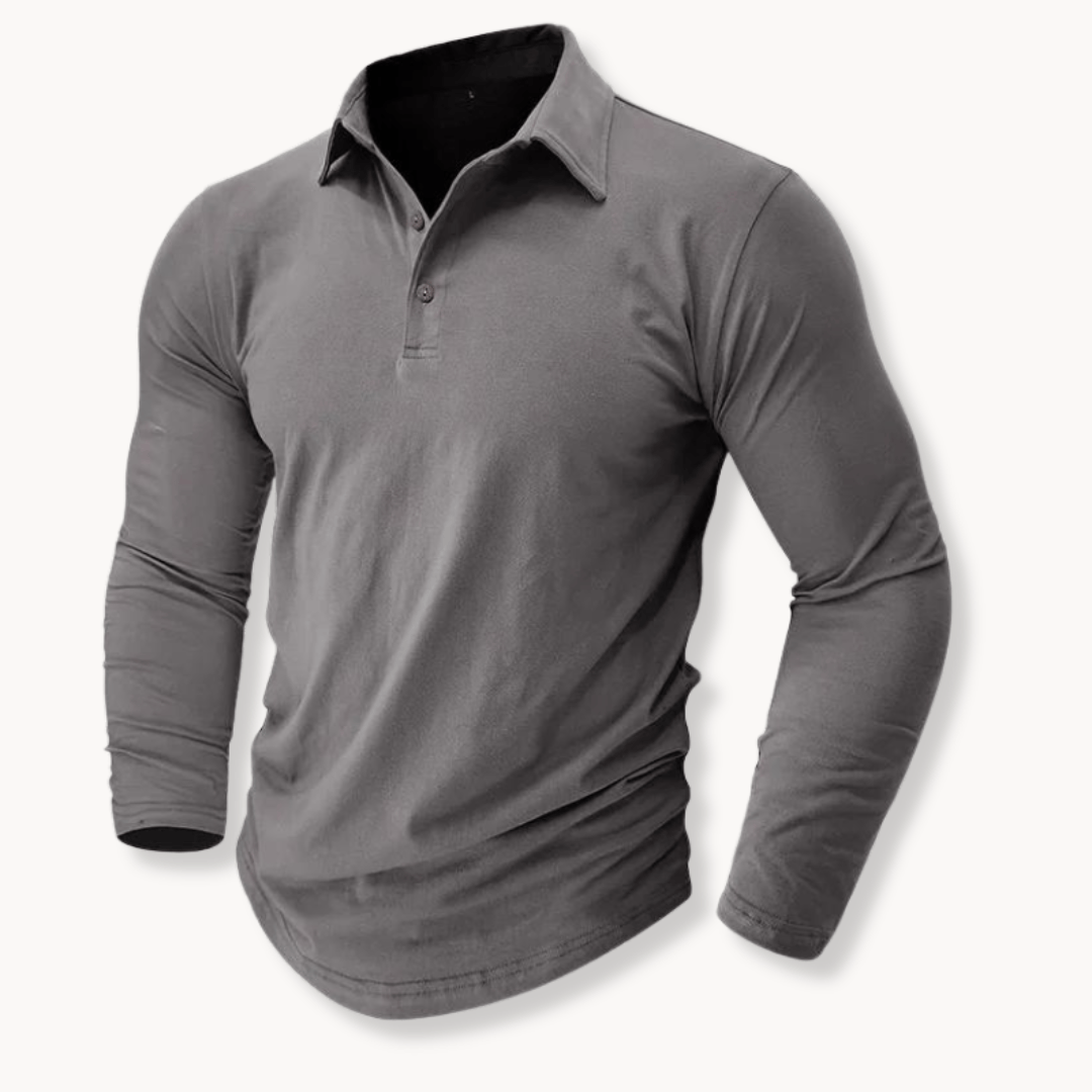 Effortless Polo Shirt for Men with Collared Long Sleeve