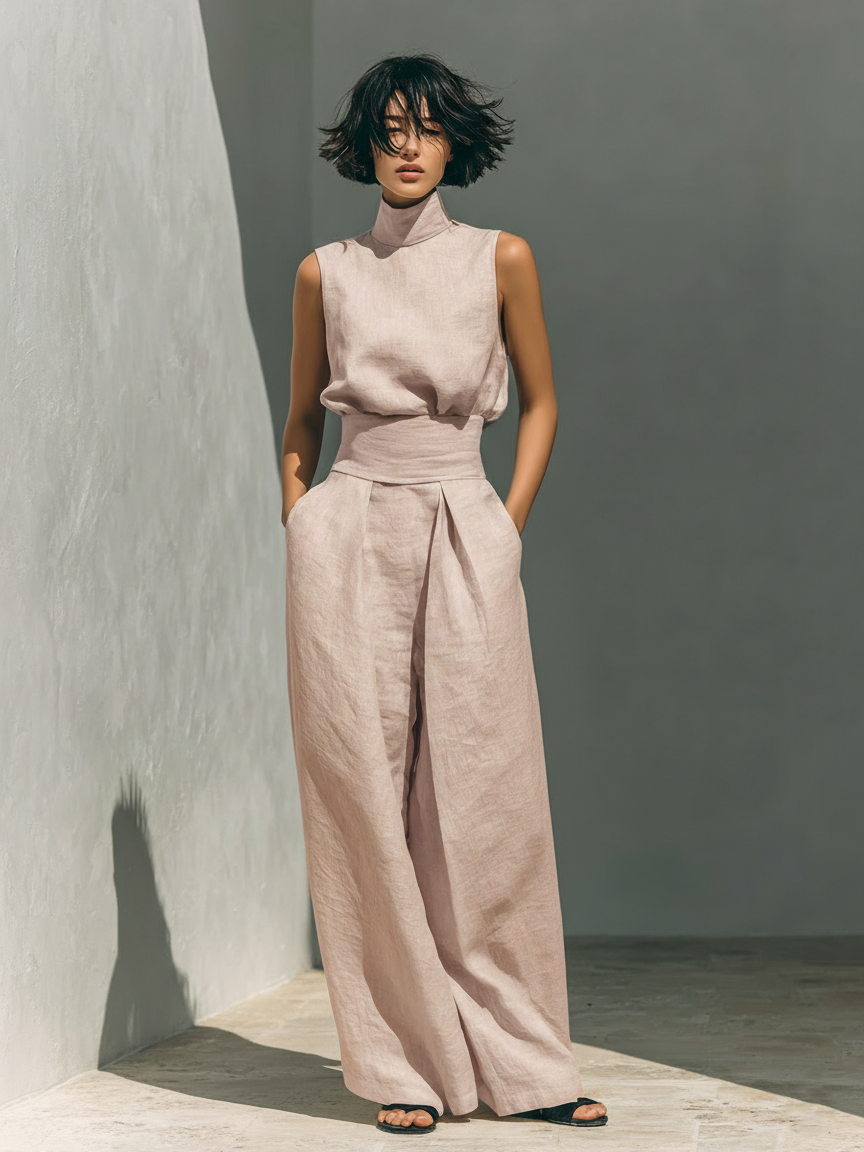 Stylish Two Piece Set for Women with Sleeveless Casual Style