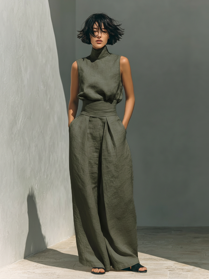 Stylish Two Piece Set for Women with Sleeveless Casual Style