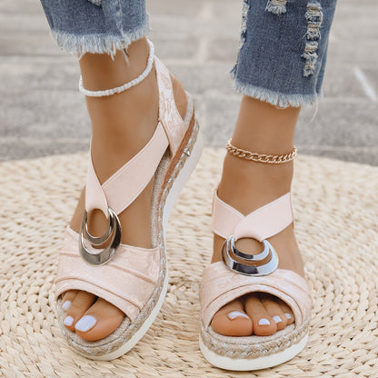 Comfortable Platform Sandals for Women with Braided Open Toe Slip On Style
