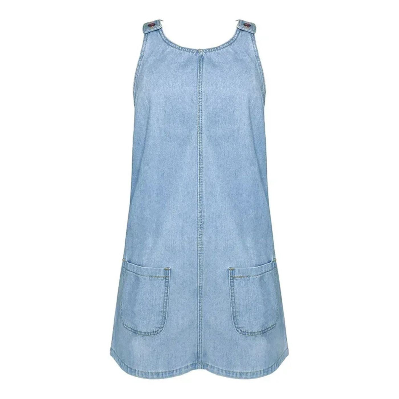 Effortless Blue Denim Dress for Women with Sleeveless Casual Style